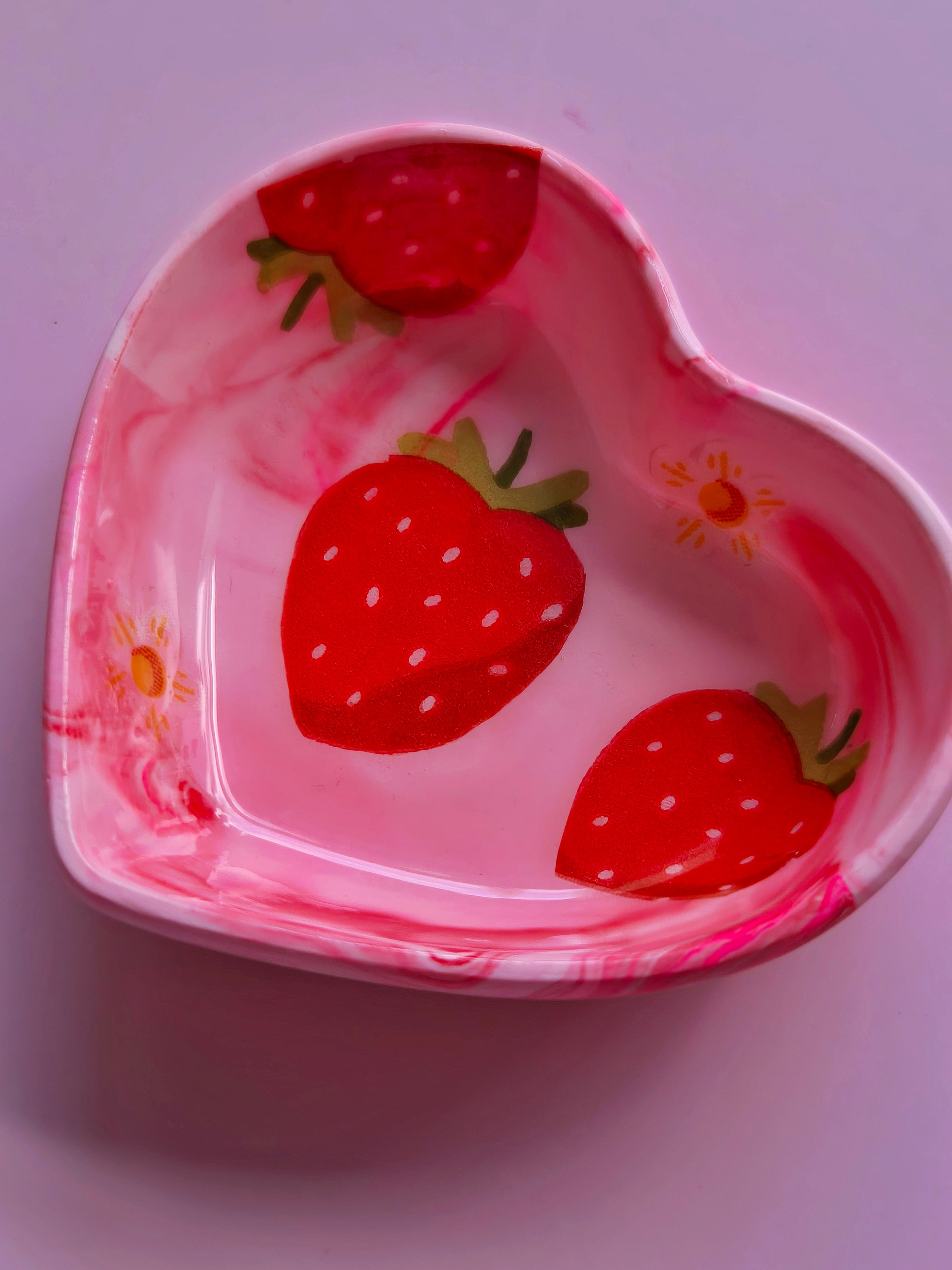 Strawberry Swirl Heart Trinket Dish