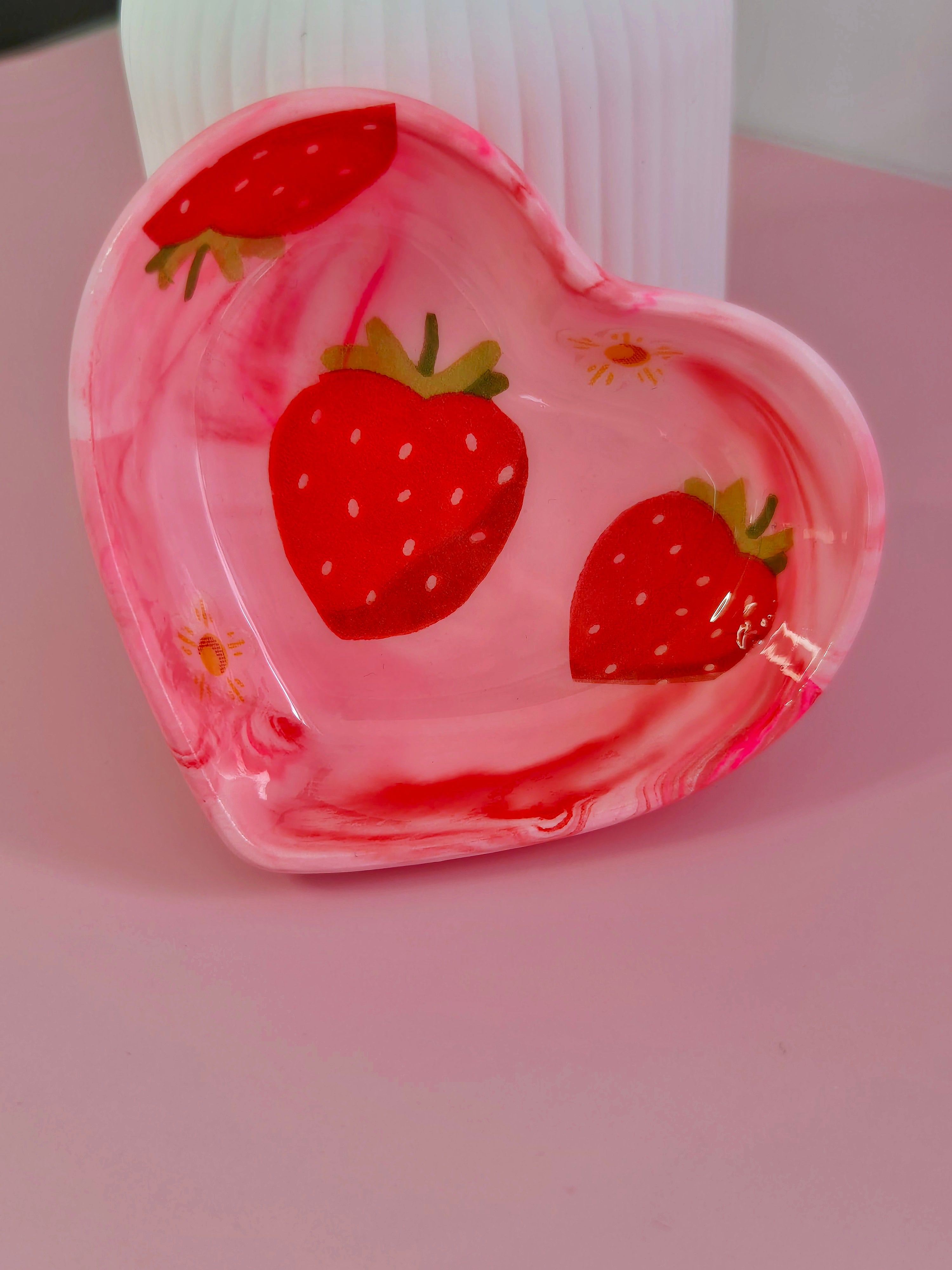 Strawberry Swirl Heart Trinket Dish