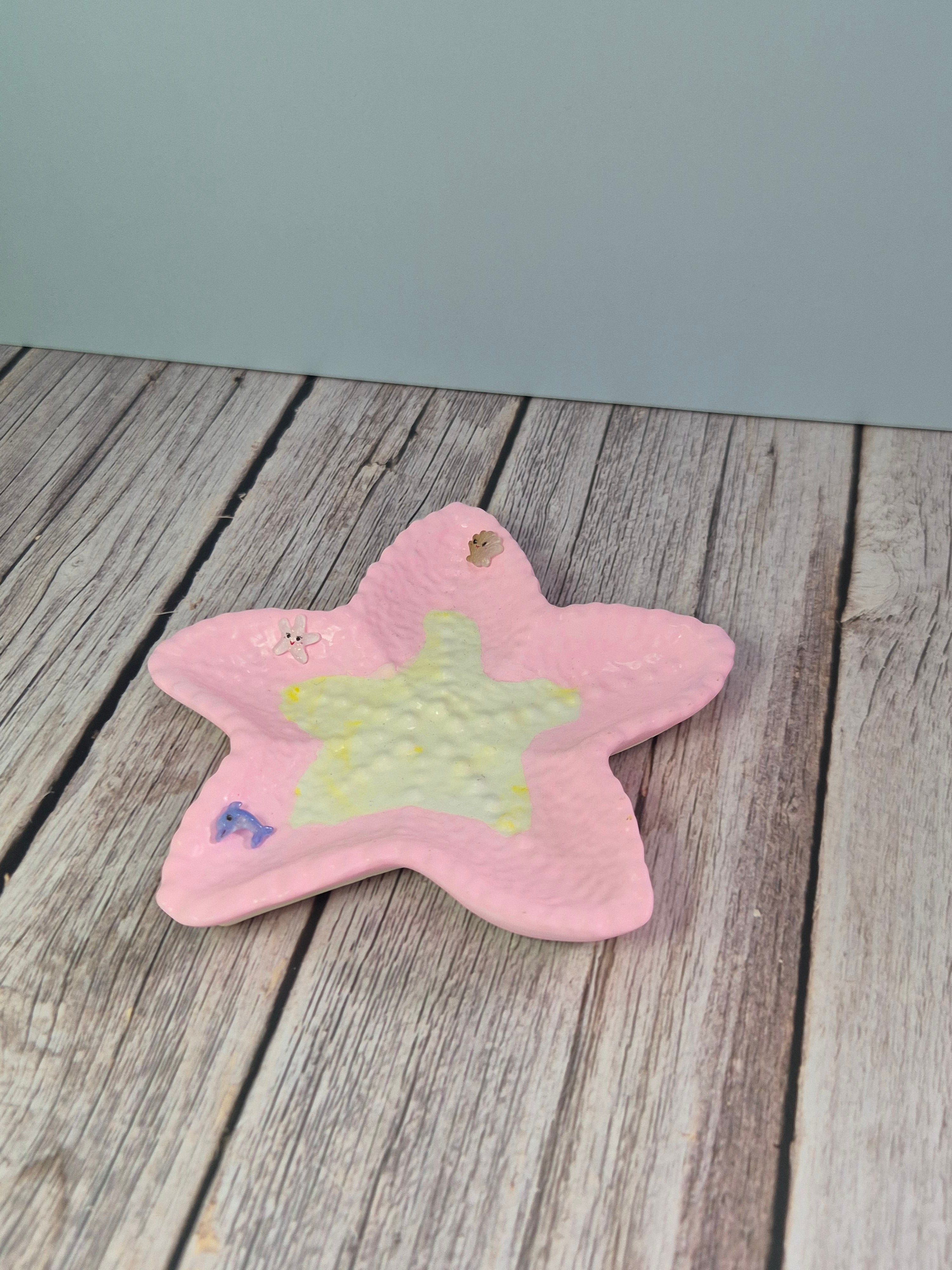 Pink & Yellow Starfish Trinket Dish
